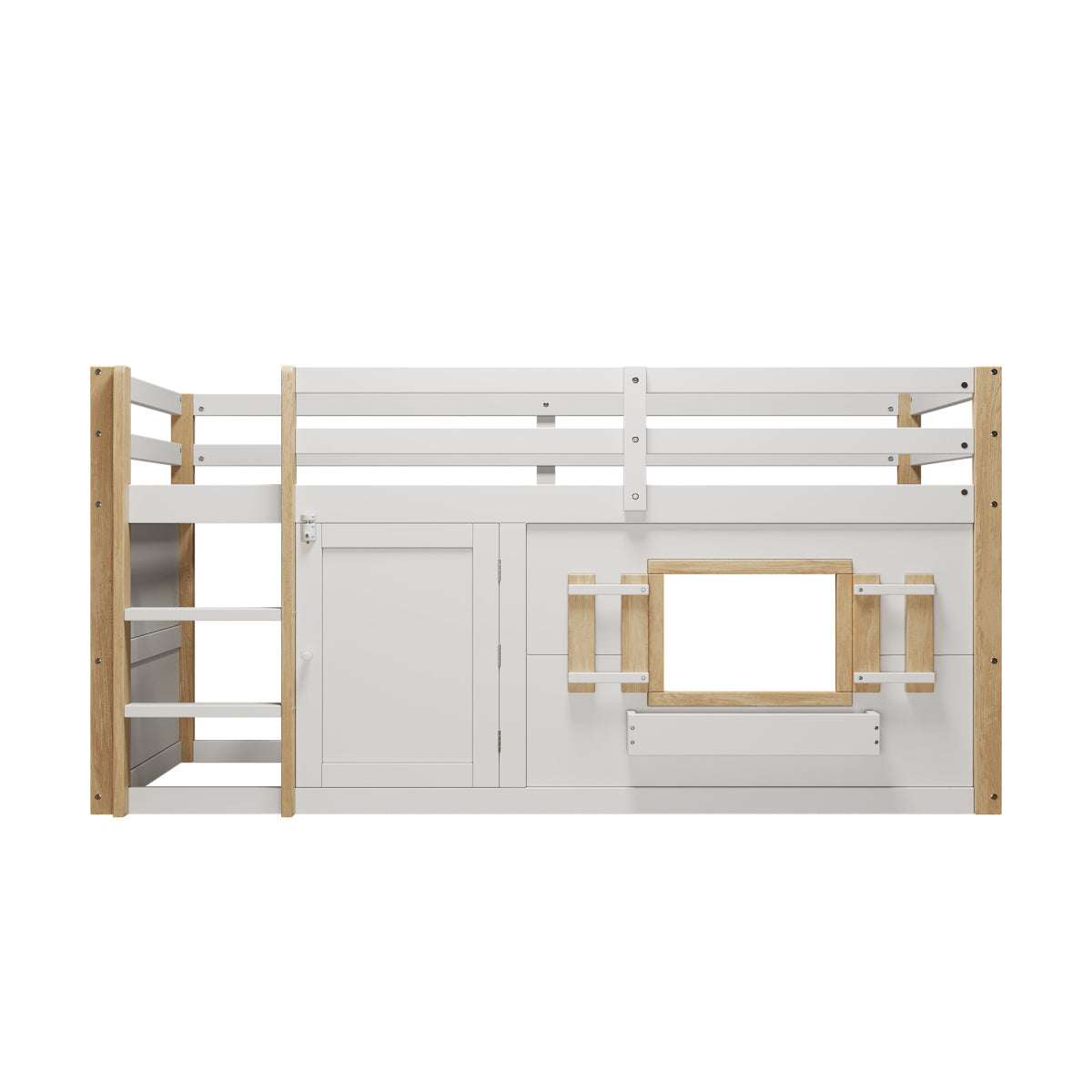 Mini-Etagenbett Weiß 90x200 cm, Kinderbett (110 cm hoch) aus Massivholz/MDF, Inkl. Lattenrost
