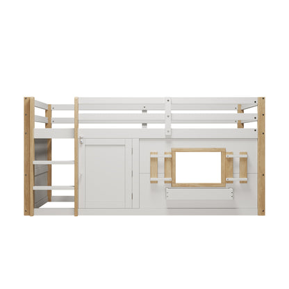 Mini-Etagenbett Weiß 90x200 cm, Kinderbett (110 cm hoch) aus Massivholz/MDF, Inkl. Lattenrost