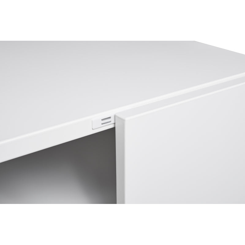 Metal Printer Stand with Storage Mobile Printer Tables for Small Spaces with Door Adjustable Shelf File Cabinet on Wheels for Home Office (White)