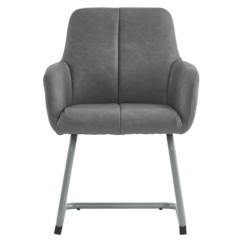 Esszimmerstuhl, 4er set, Sessel mit gewölbten Metallfüßen, grau