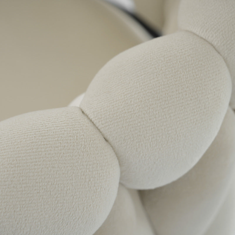 Samt-Esszimmerstuhl, 4er set, Freizeit-Drehstuhl mit vier Stützbeinen aus Metall, Beige
