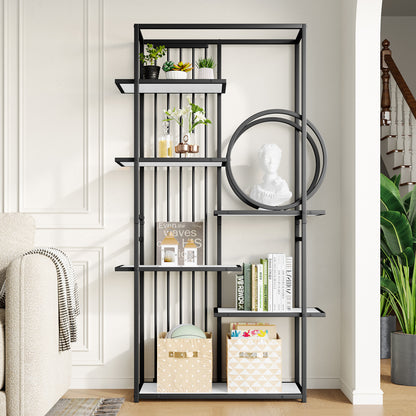 Metallregal im modernen Stil, solides Stahlrohr, geometrische Struktur, mehrstufiges Design, runde Dekoration, geeignet für die Inneneinrichtung