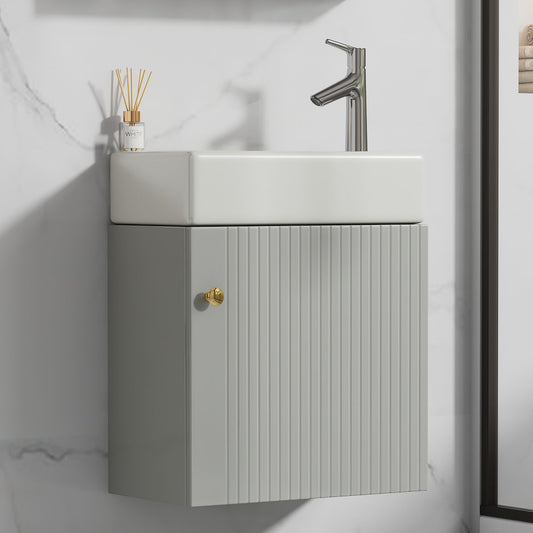 Badezimmermöbel Waschbecken mit Waschtischunterschrank 55 cm , Waschtischunterschrank hängend weiß , Kleine Gästebadmöbel