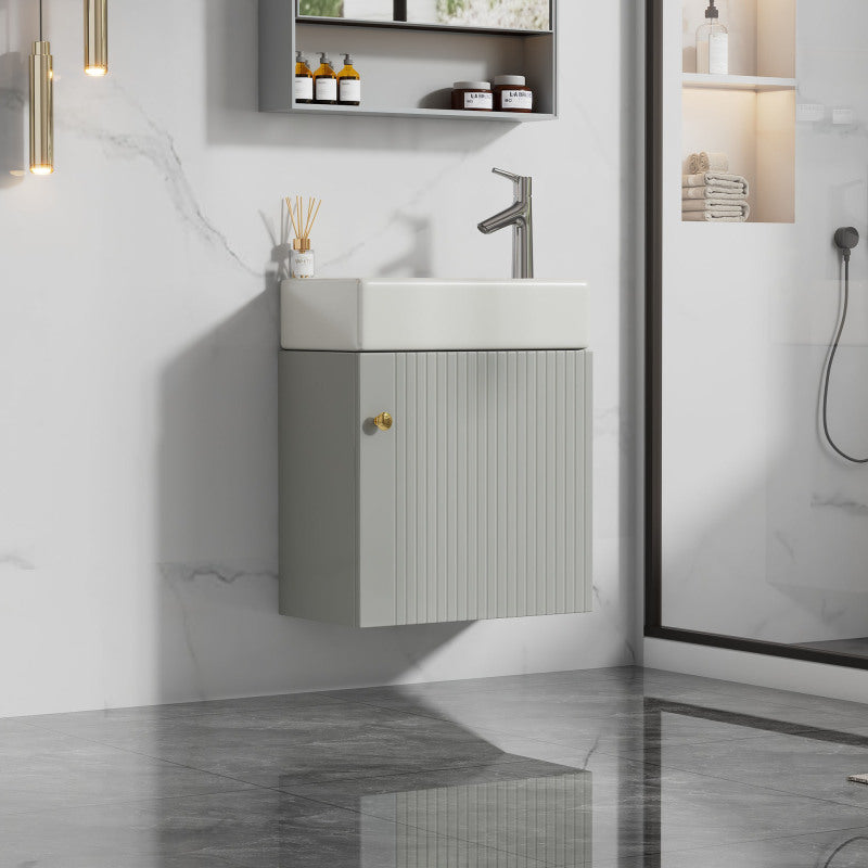 Badezimmermöbel Waschbecken mit Waschtischunterschrank 46 cm , Waschtischunterschrank , Waschtischunterschrank hängend , Kleine Gästebadmöbel