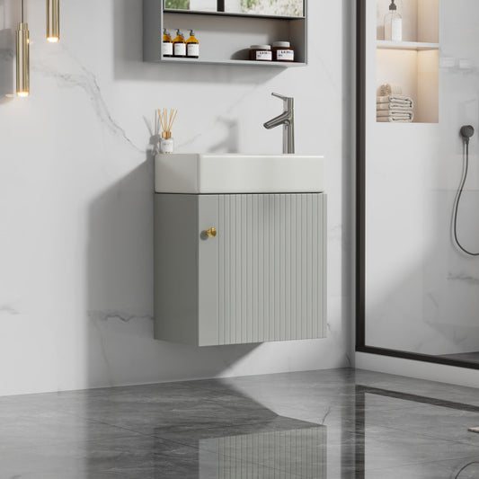 Badezimmermöbel Waschbecken mit Waschtischunterschrank 46 cm , Waschtischunterschrank , Waschtischunterschrank hängend , Kleine Gästebadmöbel