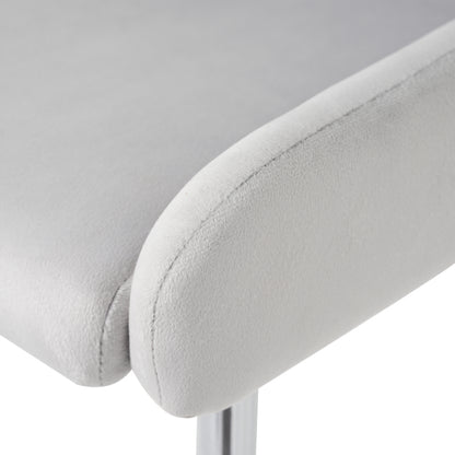 Samt-Esszimmerstuhl, 2er-Set, luxuriös, Wohnzimmer, Schlafzimmer, Lounge-Stuhl mit vier Silberne Metallstützbeinen, Lendenwirbelstütze,Grau