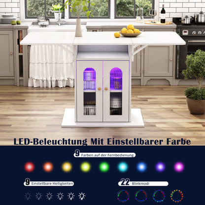 Moderner klappbarer Esstisch mit LED-Beleuchtung und einstellbarer Farbwechselfunktion, Weiß