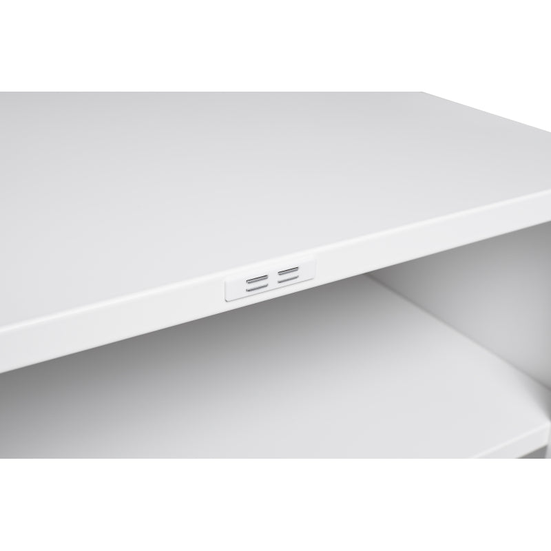 Metal Printer Stand with Storage Mobile Printer Tables for Small Spaces with Door Adjustable Shelf File Cabinet on Wheels for Home Office (White)