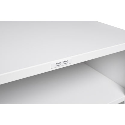 Metal Printer Stand with Storage Mobile Printer Tables for Small Spaces with Door Adjustable Shelf File Cabinet on Wheels for Home Office (White)