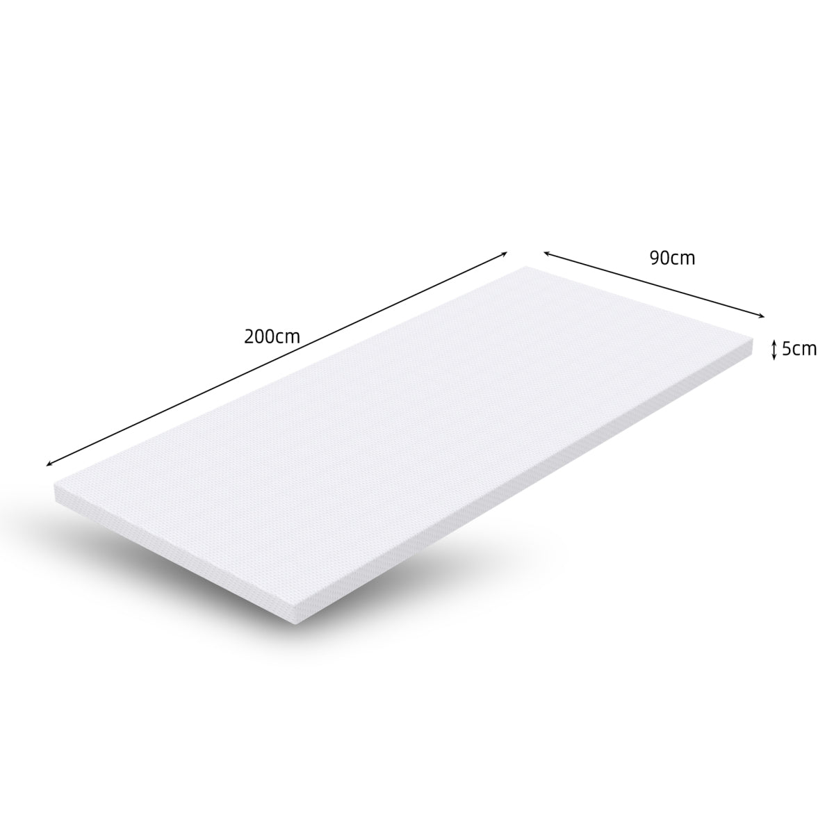 Schaumstoff-Matratze/Topper 90x200 cm, H3, 5cm Höhe, Öko-TEX, Waschbar