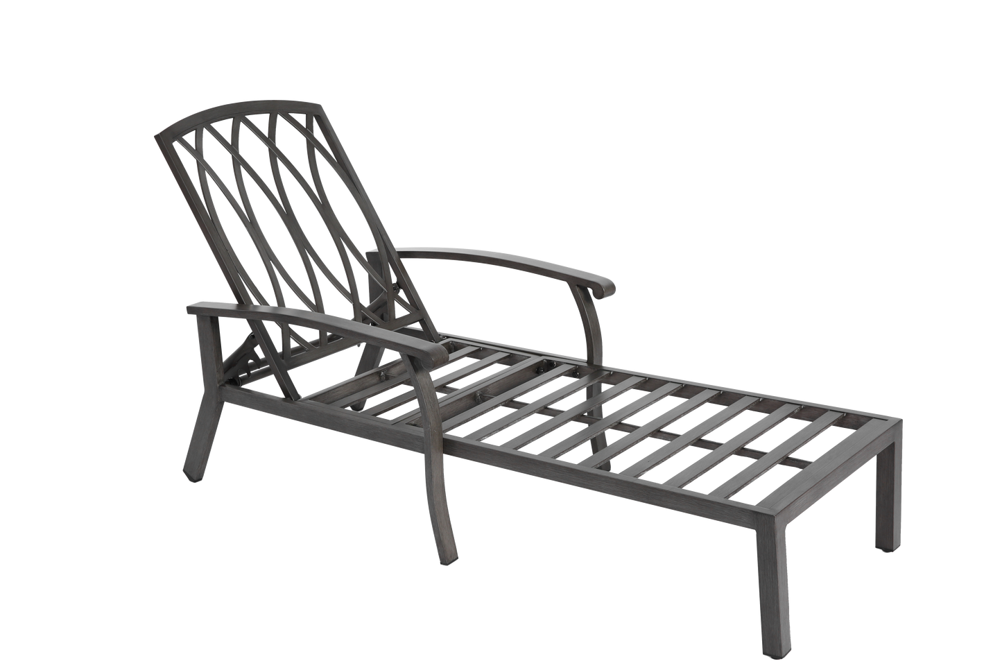 Lounge Patio Chair with Cotton Cushion, Adjustable Reclining Rust-Resistant Aluminum  Poolside Chaise Lounge Furniture, Waterproof Grey Cushion (1pc)