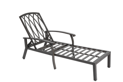 Lounge Patio Chair with Cotton Cushion, Adjustable Reclining Rust-Resistant Aluminum  Poolside Chaise Lounge Furniture, Waterproof Grey Cushion (1pc)