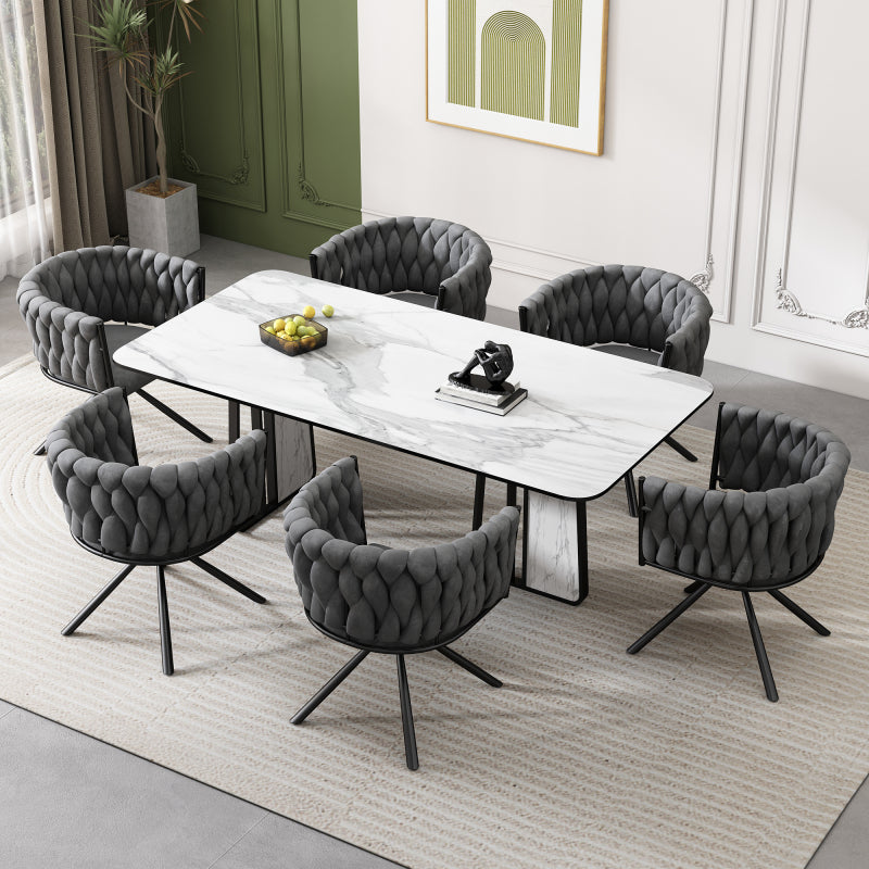 Samt-Esszimmerstuhl, 4er set, Freizeit-Drehstuhl mit vier Stützbeinen aus Metall, Beige