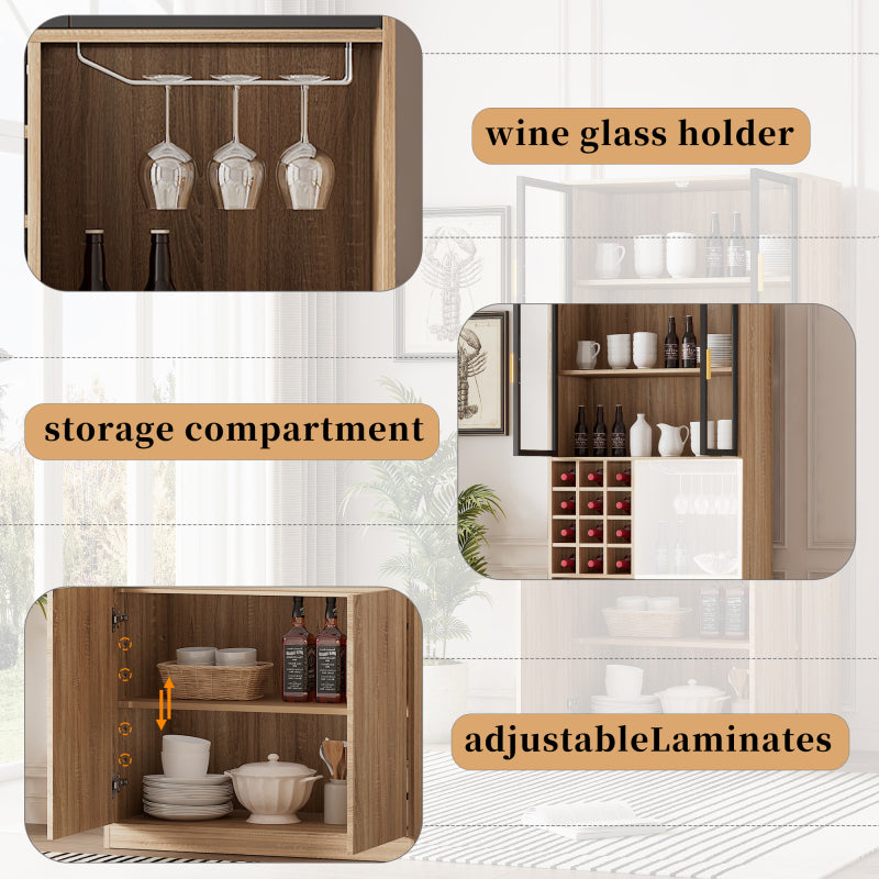 Badezimmerschrank,Spirituosenschrank,Vitrine Vitrinenschrank mit Glastüren und Beleuchtung 180 CM