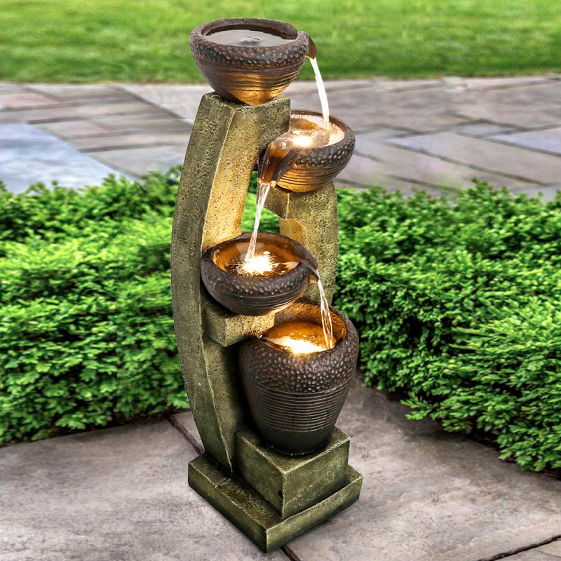 40inches Tall Modern Outdoor Garden Fountain with Contemporary Design for Garden, Patio Decor