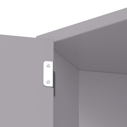 36.5 x 24.5 x 170cmDreieckiger Badezimmerschrank, feuchtigkeitsbeständiger Lack, drei offene Ablagefächer, Doppeltüren, verstellbare Einlegeböden, platzsparend, Grau