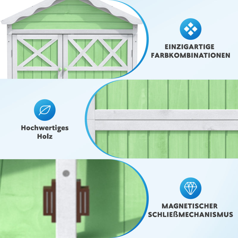 Outdoor Holz Gartenmöbel Aufbewahrungsschuppen, Werkzeughaus für Garten, Terrasse, verblassungsfrei, wetterfest, sicher und geschützt, wartungsfrei, umweltfreundlich, grün