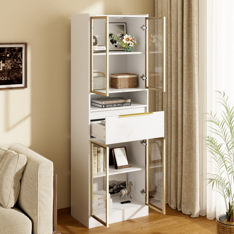 Moderner Weißer Hochschrank mit 16-Farb-LED und Bluetooth – 60×35×180cm