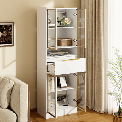 Moderner Weißer Hochschrank mit 16-Farb-LED und Bluetooth – 60×35×180cm