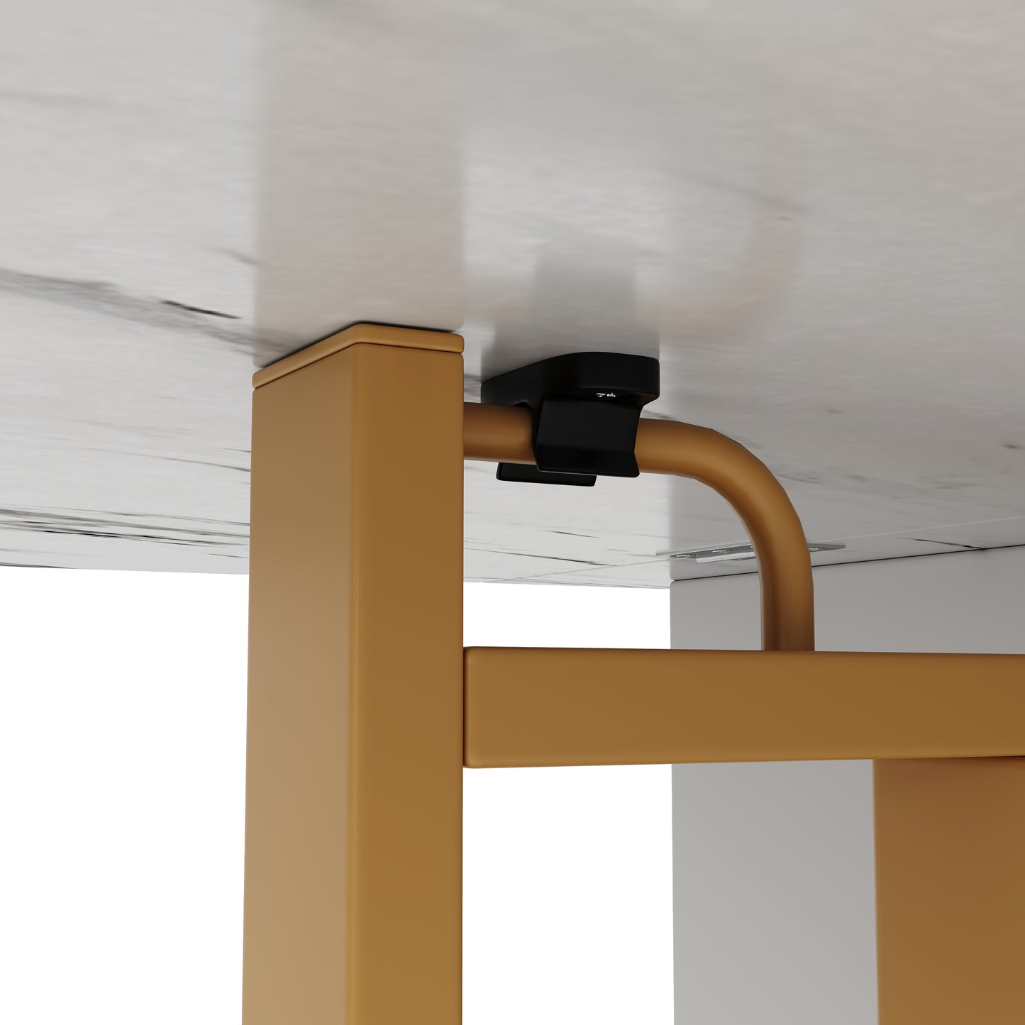 Tragbarer Esstisch, klappbare Tischplatte, marmorierte Tischplatte, geeignet für Esszimmer, Wohnzimmer, verstellbare Trennwände, große Ablagefächer, 6 Rollen (2 feststellbar), goldene Tischbeine