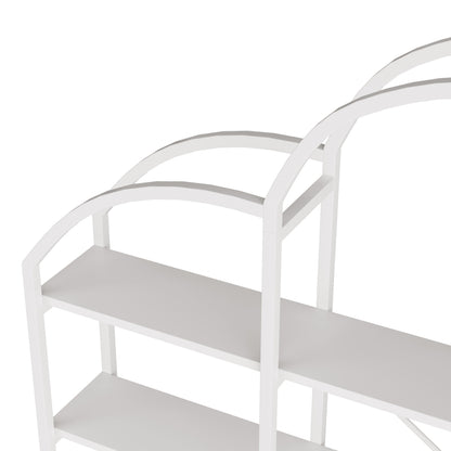 Regal 170x26x190 cm aus Stahl & MDF, 5 Ebenen Bücherregal mit Wolken-Dekor, modernes Standregal, stabil & pflegeleicht, Weiß