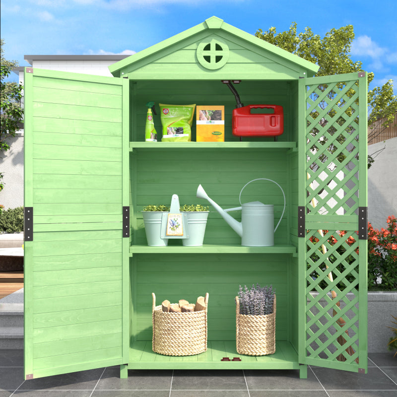 Outdoor Holz Gartenmöbel Aufbewahrungsschuppen, Werkzeughaus für Garten, Terrasse, verblassungsfrei, wetterfest, wartungsfrei, umweltfreundlich, sicher und geschützt, grün