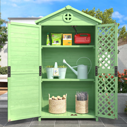 Outdoor Holz Gartenmöbel Aufbewahrungsschuppen, Werkzeughaus für Garten, Terrasse, verblassungsfrei, wetterfest, wartungsfrei, umweltfreundlich, sicher und geschützt, grün
