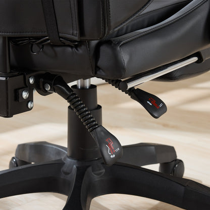 Gaming Stuhl Racing Design, 155° Liegefunktion, Fußstütze, Lendenmassage, Schwarz