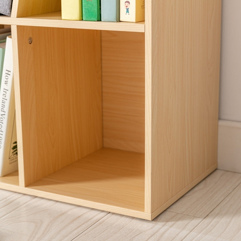 Kinderregal Bücherregal mit Sitzhocker Kindersitzbank mit 6 Fächern Sitztruhe mit 3 Kissen Spielzeugkiste ab 3 Jahren Grau+Natur