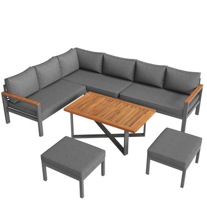 Gartenlounge-Set für 7-8 Personen, Gartenmöbel, Gartenmöbel Set für Garten, Balkon, Terrasse, wetterfest Sitzgruppe Essgruppe, Moderne Gartengarnitur,Gartenmöbelset mit Gestell aus verzinktem Eisen