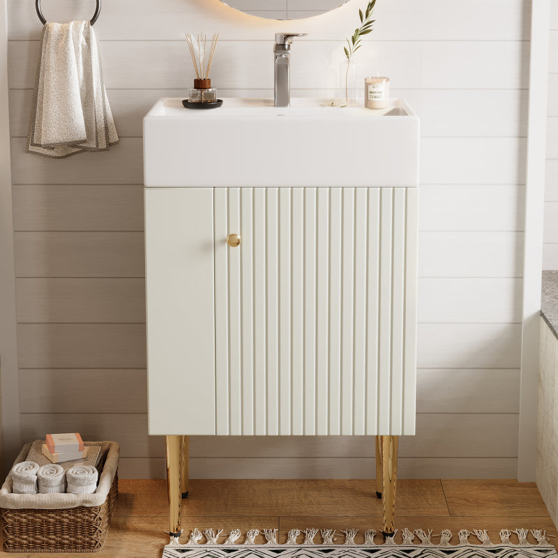 Badezimmermöbel Waschbecken mit Waschtischunterschrank 55 cm , Waschtischunterschrank , Kleine Gästebad Möbel , weiß