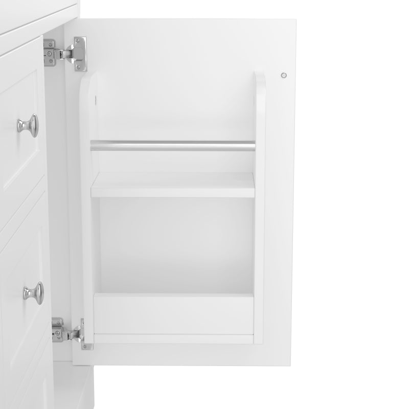76x46x87cm Bodenstehender Badezimmerschrank mit Waschbeck, Waschtisch,Sprühlackierverfahren,Drei Soft-Close-Schubladen,Türregale,ausklappbare Schublade,integriertes Keramikwaschbecken,Weiß