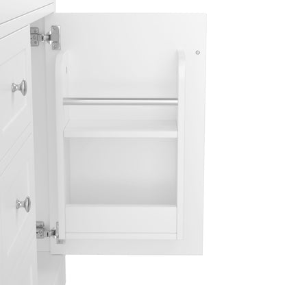 76x46x87cm Bodenstehender Badezimmerschrank mit Waschbeck, Waschtisch,Sprühlackierverfahren,Drei Soft-Close-Schubladen,Türregale,ausklappbare Schublade,integriertes Keramikwaschbecken,Weiß