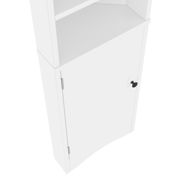 36.5 x 24.5 x 170cmDreieckiger Badezimmerschrank, feuchtigkeitsbeständiger Lack, drei offene Ablagefächer, Doppeltüren, verstellbare Einlegeböden, platzsparend, weiß