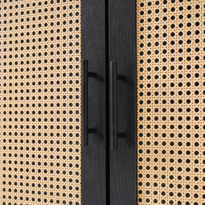 Sideboard mit Glastüren aus Rattan, halbrunde Tür, hochwertige Aufbewahrungsmöbel
