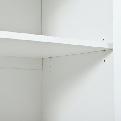 Sideboard mit 3 Rattan verzierten Türen Kommode Highboard mit Metallgriffe, für Schlafzimmer & Wohnräume & Büro, Weiß,129.8x 40x 76cm