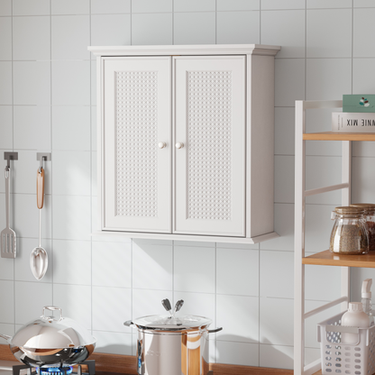 Weißer wandmontierter Badezimmerschrank, Badezimmer Medizinschrank mit verstellbaren Regalen
