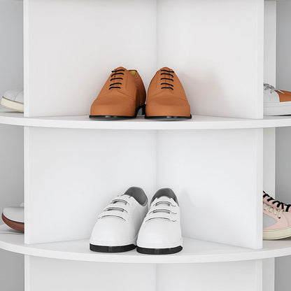 Drehbares Schuhregal 6 Etagen, 360°, Platzsparend, 24 Paar, Weiß, 138,5 cm