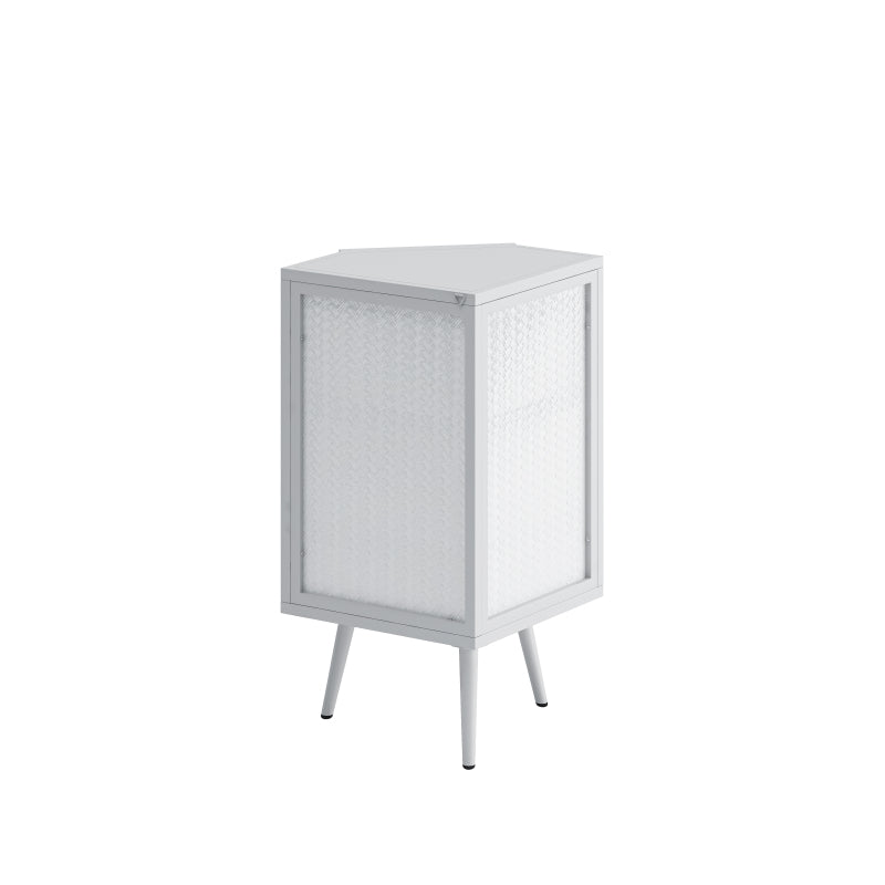 Floor Coner Cabinet with Tempered Glass Door & Adjustable Shelf for Bathroom, Living Room, Bedroom(White)