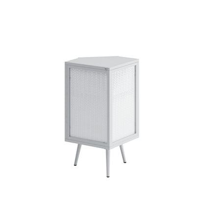 Floor Coner Cabinet with Tempered Glass Door & Adjustable Shelf for Bathroom, Living Room, Bedroom(White)