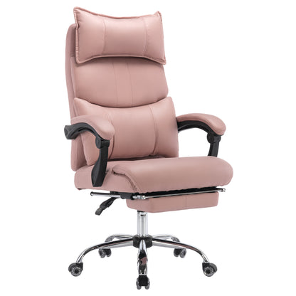 Chefsessel Pink PU-Leder, Ergonomisch, Höhenverstellbar, Doppel-Lordosenstütze