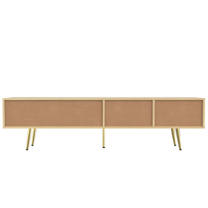 TV-Schrank 160 cm mit Goldfüßen, Zwei Schubladen und Einzigartig Gestalteten Türen