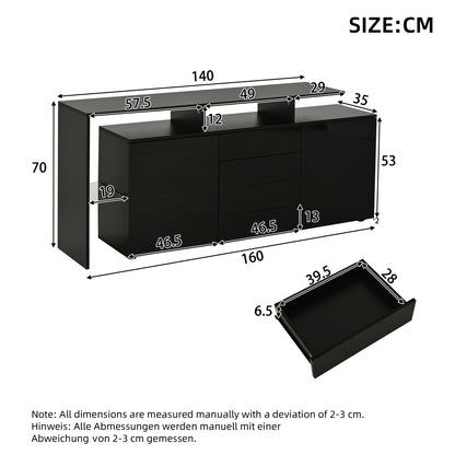 same N625P283229230W Kommode, Sideboard mit LED, Wohnzimmermöbel in Schwarz Hochglanz, Wohnzimmerschrank, Standschrank, TV-Schrank, Wohnzimmerwand, Highboard, Mehrzweckschrank, Buffetschrank Esszimmer