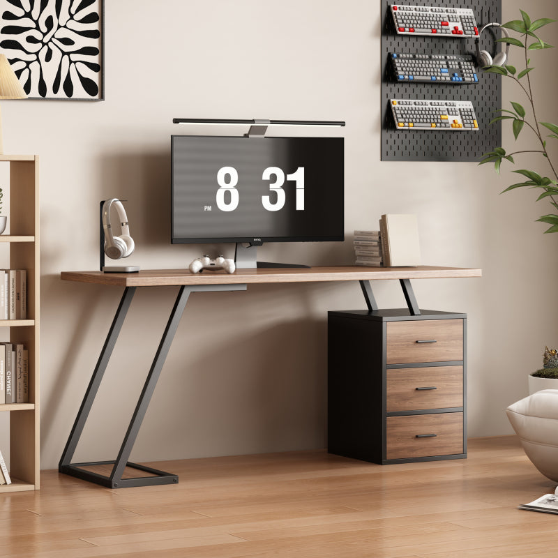 Bürotisch Arbeitstisch Ablage Basteltisch Industrial Schreibtisch 138.5cm mit 3 Schubladen