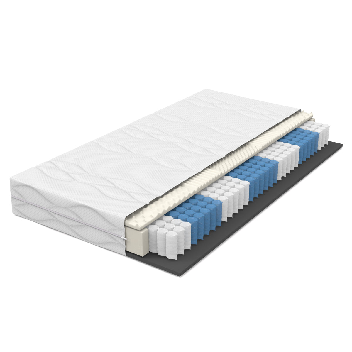 Taschenfederkern Matratze 90x200 cm, 7 Zonen, H3/H4, Boxspring-Gefühl