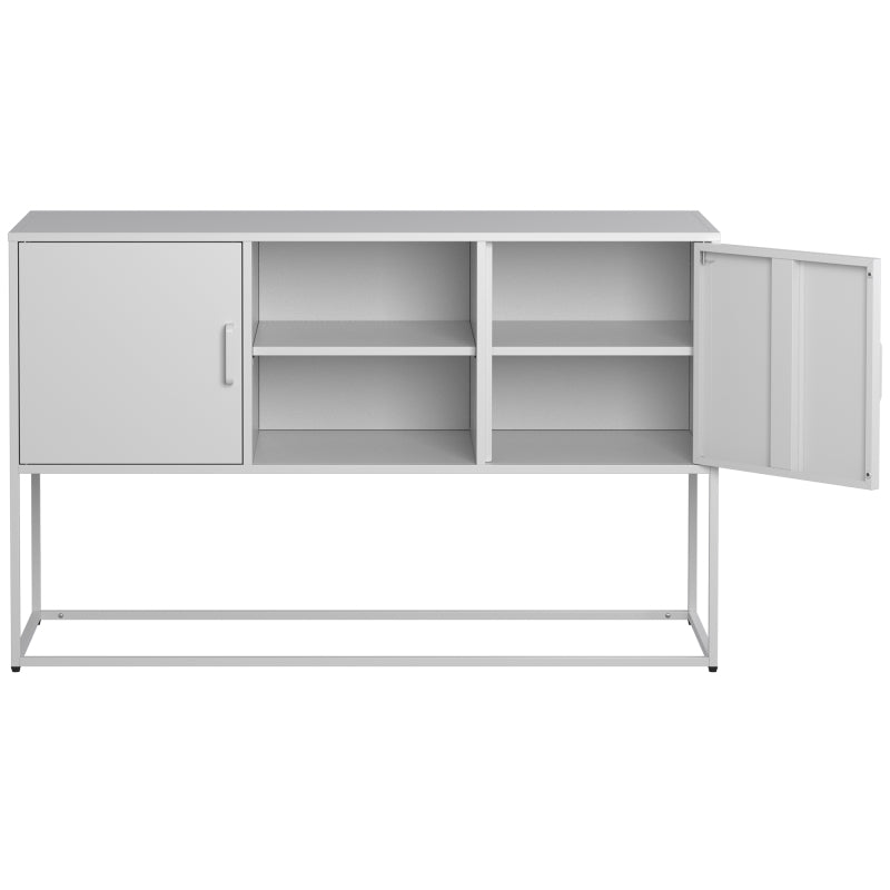 Weißer Metall-Akzent-Schrank, Sideboard-Buffet und Aufbewahrungs-Schrank-Safe, Robuster Metallbau mit stilvollem Weiß,  H 75 cm × B 120 cm × T 40 cm