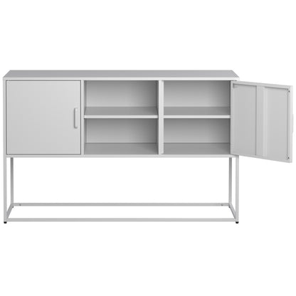 Weißer Metall-Akzent-Schrank, Sideboard-Buffet und Aufbewahrungs-Schrank-Safe, Robuster Metallbau mit stilvollem Weiß,  H 75 cm × B 120 cm × T 40 cm