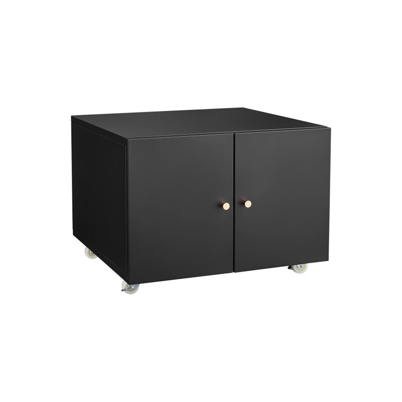 Metal Printer Stand with Storage Mobile Printer Tables for Small Spaces with Door Adjustable Shelf File Cabinet on Wheels for Home Office (Black)