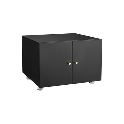 Metal Printer Stand with Storage Mobile Printer Tables for Small Spaces with Door Adjustable Shelf File Cabinet on Wheels for Home Office (Black)