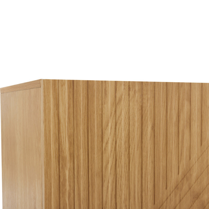 Sideboard mit 2 Türen und Metallbeinen, Buffet, Kommode mit Linien-Design, Maße: H 75 cm / B 100 cm / T 40 cm